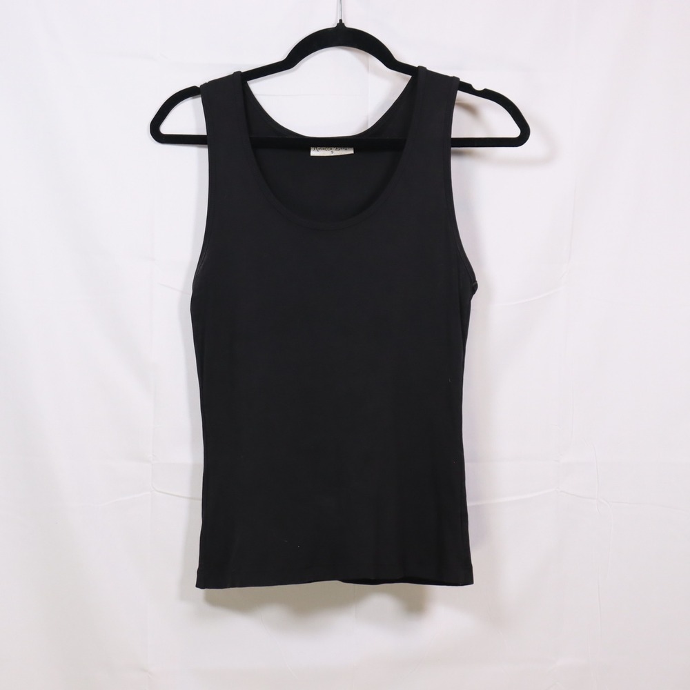 Rebecca Beeson Tank Top 3/L Black Womens Scoop Neck Basic Layering